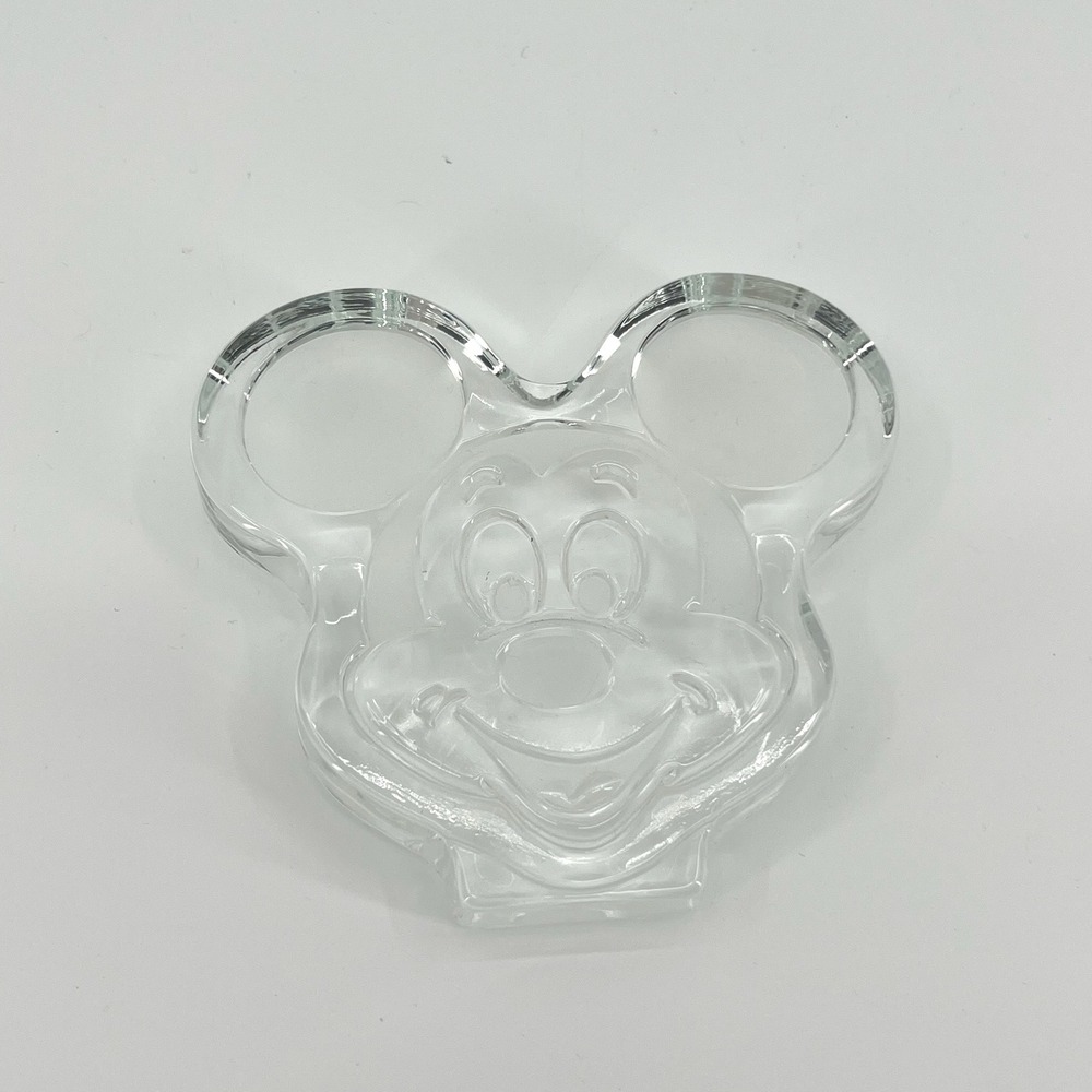 Disney Mickey Mouse Glass Paperweight Clear Crystal Figurine Decor Disneyana